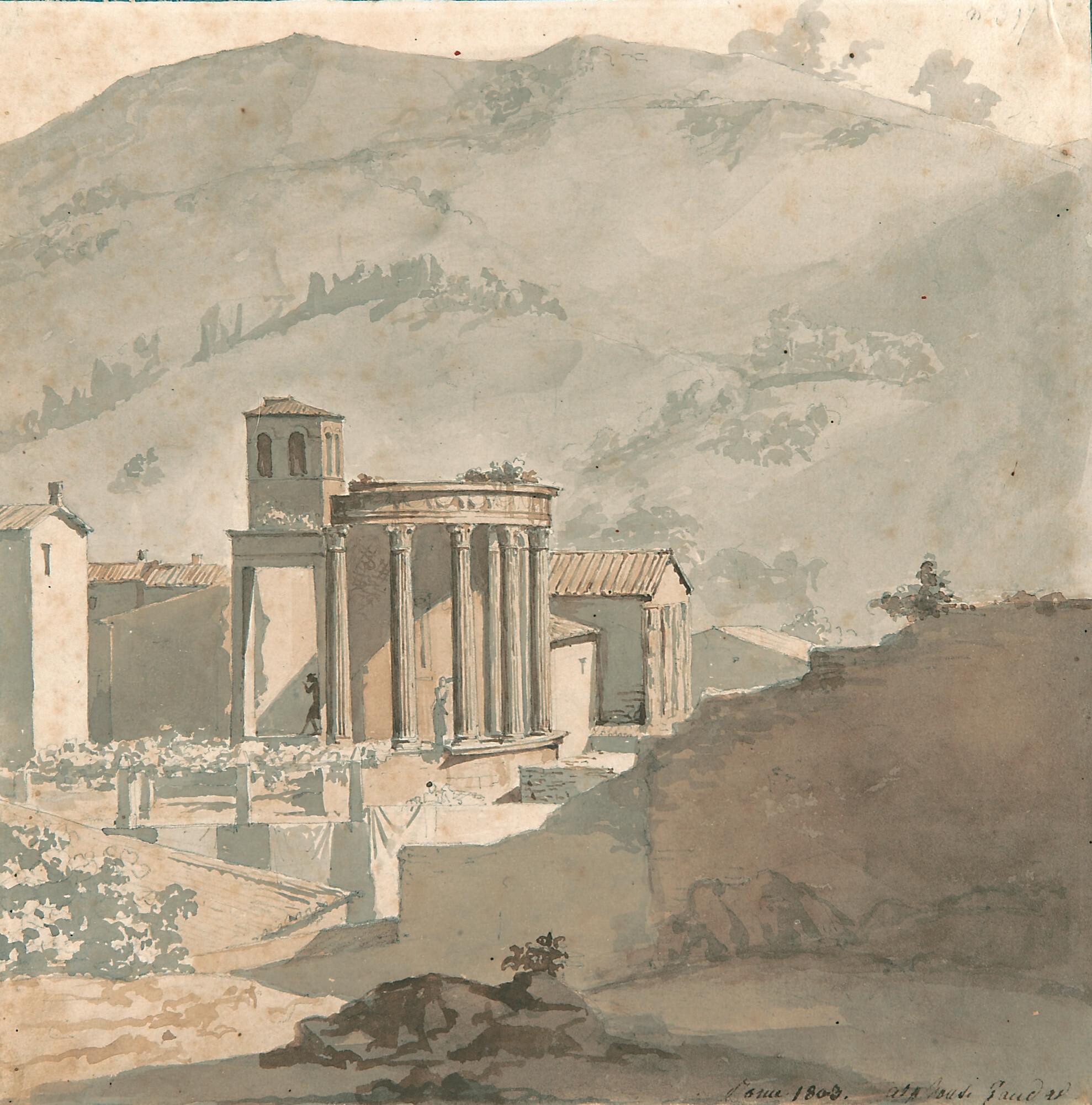 Augustin Alphonse Gaudar de La Verdine - Ansicht des Sibyllentempels in Tivoli.