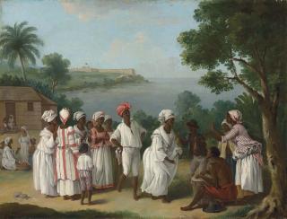 Augustin Brunias - A negroes\' dance in the island of Dominica, Fort Young beyond