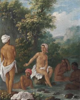 Augustin Brunias - Free Women Of Dominica Bathing In A Stream