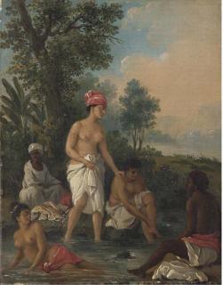 Augustin Brunias - Free Women of Dominica bathing in a stream