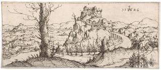 Augustin Hirschvogel - Landscape with a Castle on a Rock at Centre
