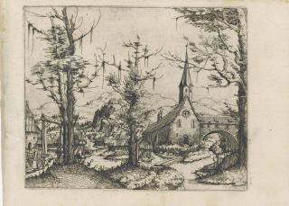 Augustin Hirschvogel - Landscape with a Church (Sch., B. 68; Holl. 41)