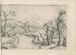 Augustin Hirschvogel - Landscape with a winding wooden Bridge (Schwarz, B. 76; Holl. 48)