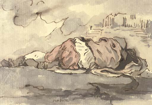 Augustin Pajou - A sleeping beggar
