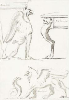 Augustin Pajou - Copies D\'Après L\'Antique: Animaux Fantastiques; Et Copies D\'Après L\'Antique: Un Tympan Sculpté Et Un Couvercle de Tombeau