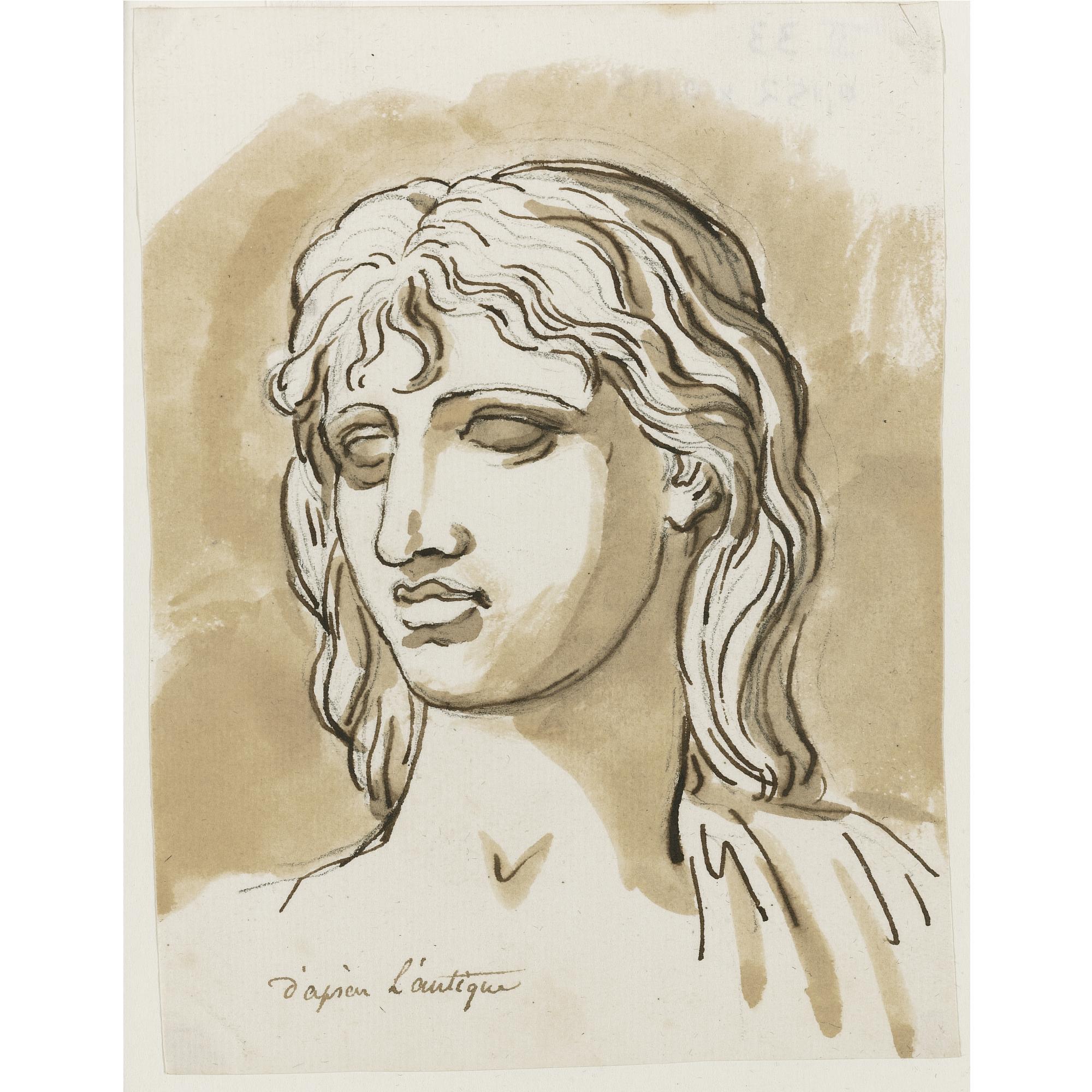 Augustin Pajou - Head Of A Classical Youth, His Head Turned Slightly