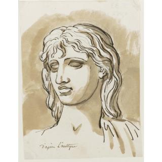 Augustin Pajou - Head Of A Classical Youth, His Head Turned Slightly