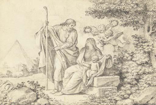 Augustin Pajou - Le Repos de la Sainte Famille Pendant la Fuite En Egypte