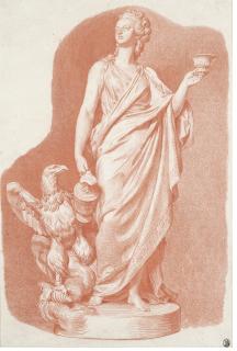 Augustin Pajou - Study Of A Statue Of Madame Du Barry As Hebe, Standing On A Pedestal, An Eagle At Her Feet
