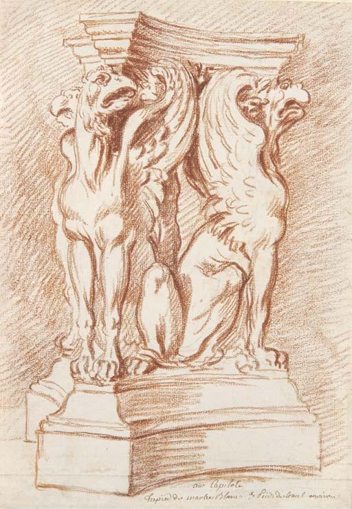 Augustin Pajou - Trois griffons sur un piédestal, d\'après l\'Antique