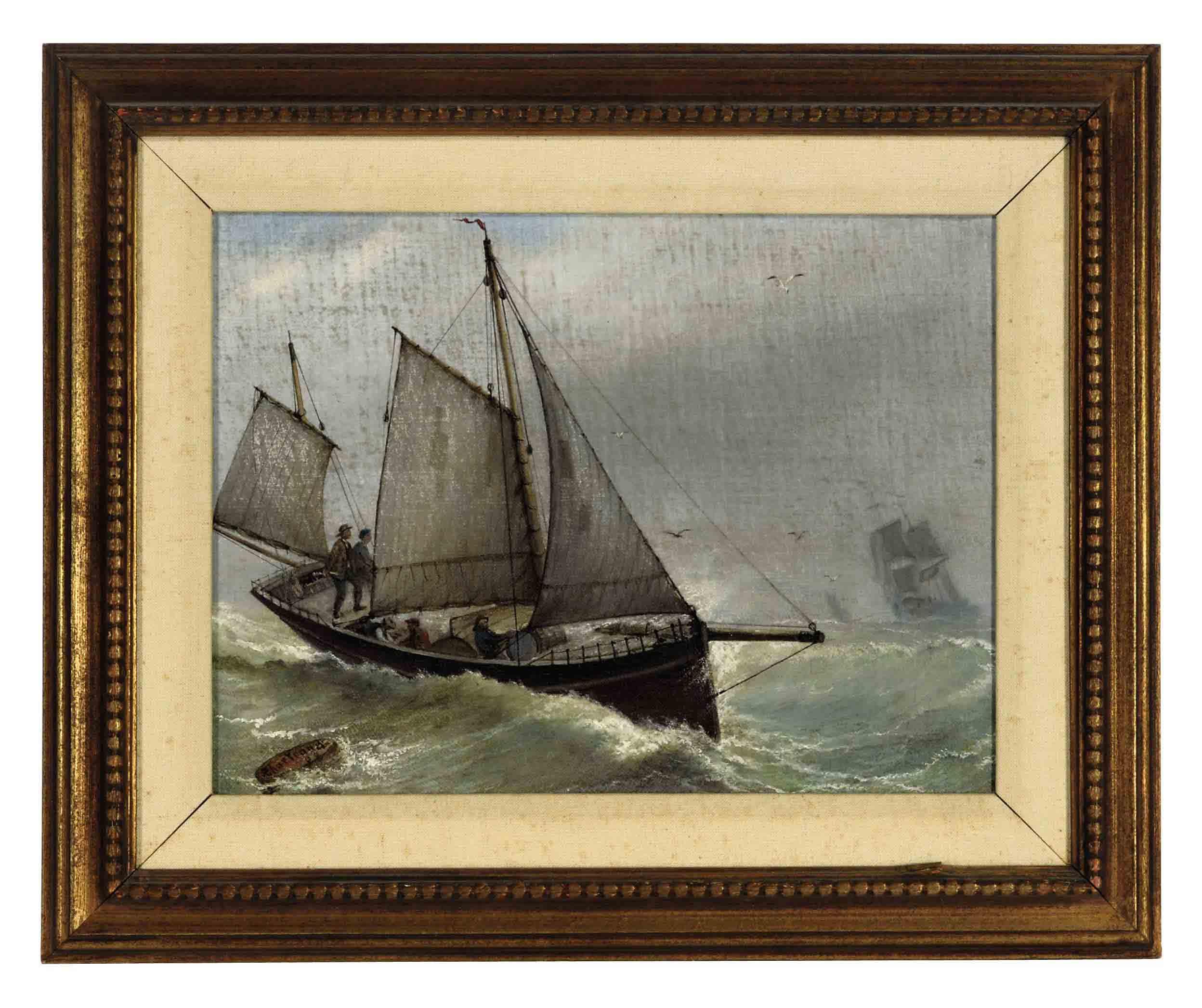 Augusto Chartrand Dubois - A boat in rough seas