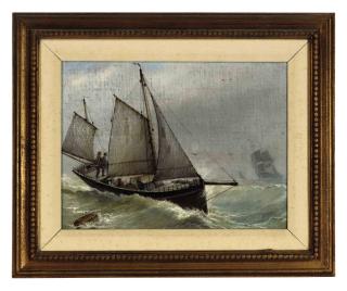 Augusto Chartrand Dubois - A boat in rough seas