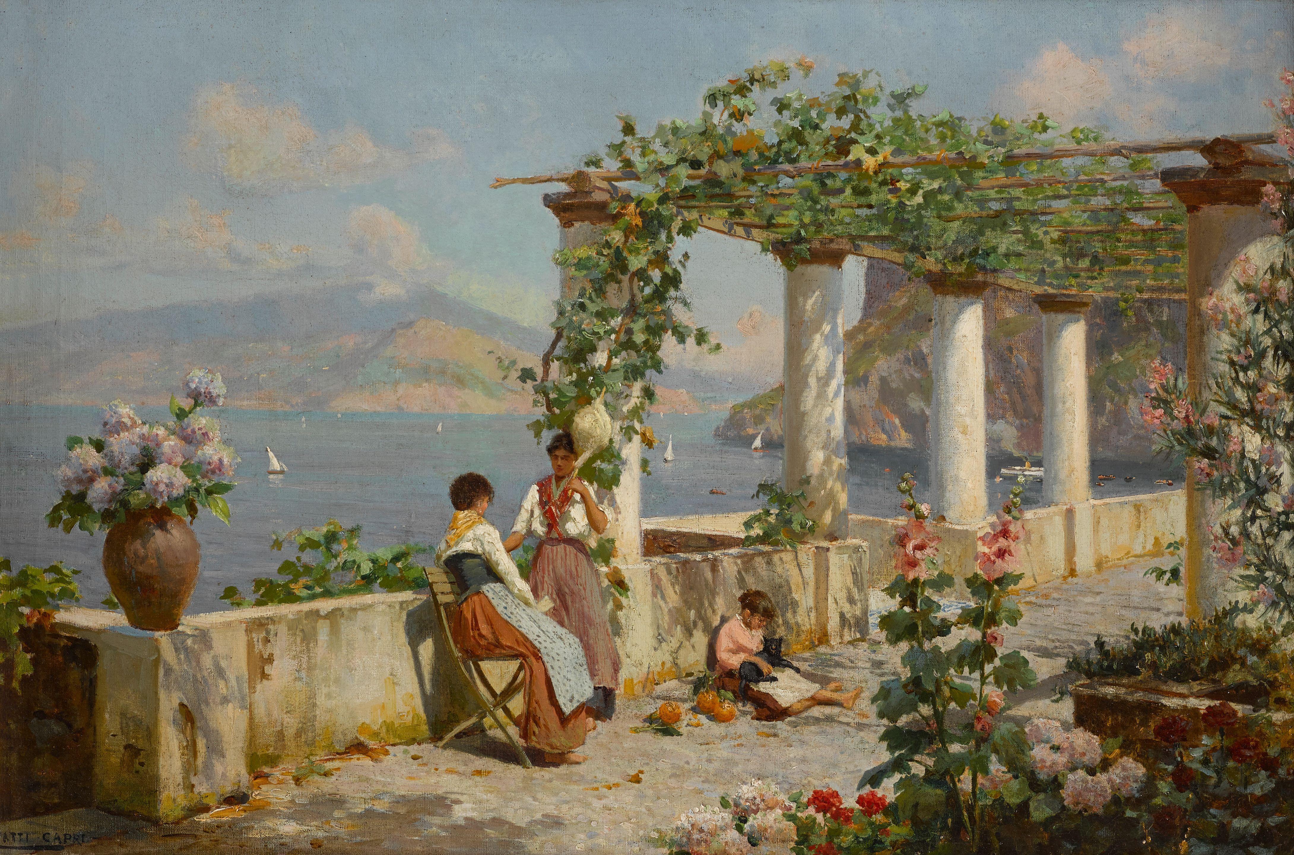 Augusto Lovatti - A terrace on Capri