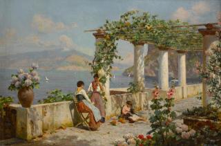 Augusto Lovatti - A terrace on Capri