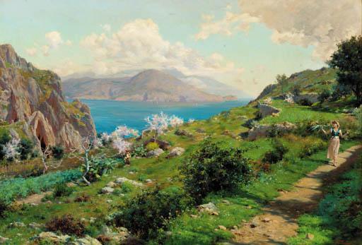 Augusto Lovatti - Farmgirls Walking On The Cliff Tops, Capri