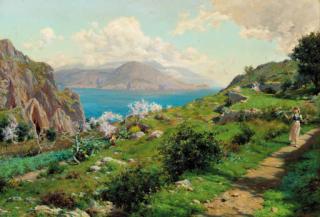 Augusto Lovatti - Farmgirls Walking On The Cliff Tops, Capri