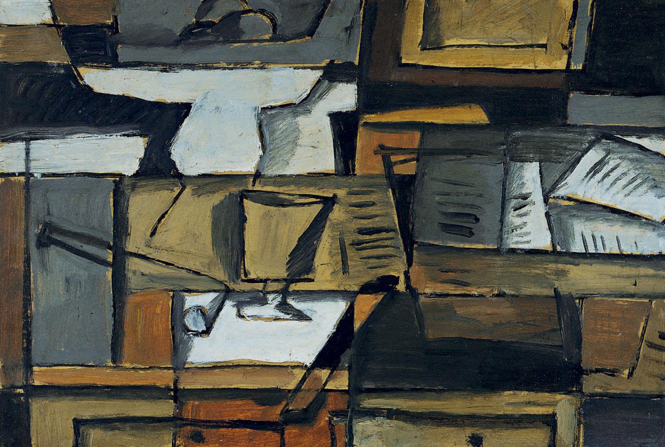 Augusto Torres - Naturaleza muerta constructiva con colores cálidos