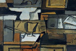 Augusto Torres - Naturaleza muerta constructiva con colores cálidos