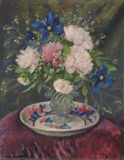 Augustus Edwin John, O.M., R.A. - Mixed flowers in a glass jar