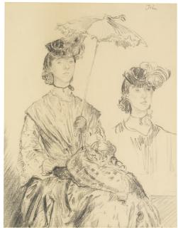 Augustus Edwin John, O.M. R.A. - Portrait Of Gwen John With A Parasol