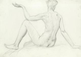 Augustus Edwin John O.M., R.A. - Study of a Seated Nude from Behind