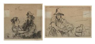 Augustus Edwin John O.M., R.A. - The Amorous Tramp; A Man Seated by a Campfire