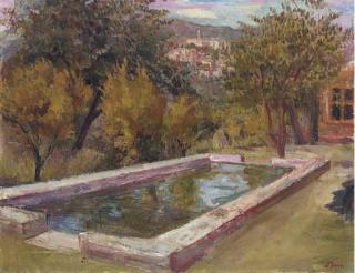 Augustus Edwin John, O.M., R.A. - The Swimming Pool At The Castello, Opio, Côte D\'Azur