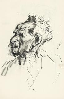 Augustus Edwin John, R.A. - Study of the head of an old man (recto) and study of two nude figures (verso)