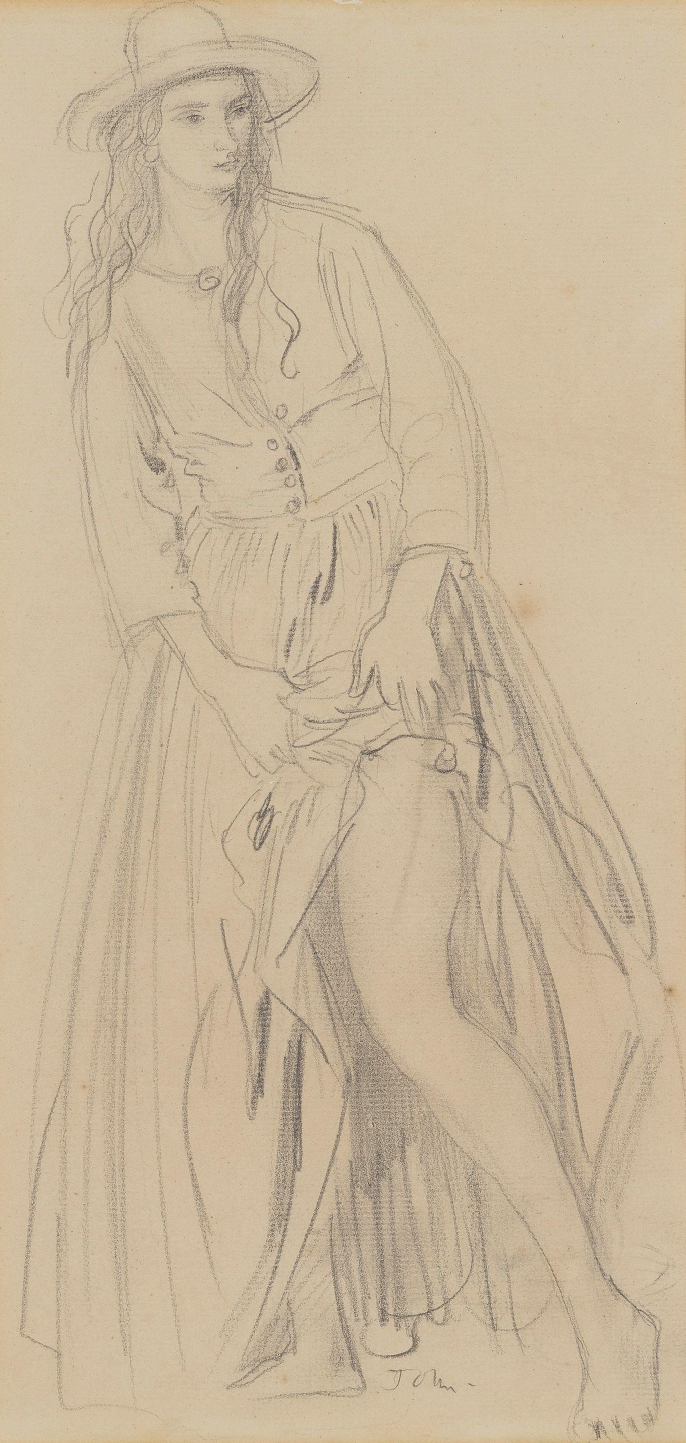 Augustus John O.M., R.A. - Girl Lifting Her Skirt