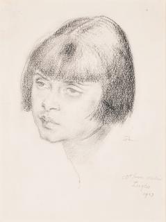 Augustus John, R.A. - Portrait Of A Young Woman