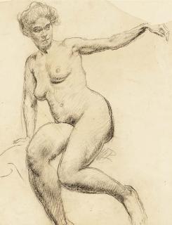 Augustus John, R.A. - Seated Nude - Mrs Martin