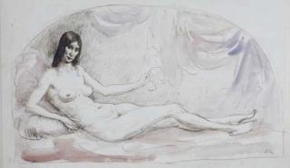 Augustus John - Portrait of a reclining female nude; also a companion drawing on the reverse of the same paper