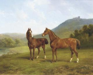 Augustus Knip - Horses in a valley