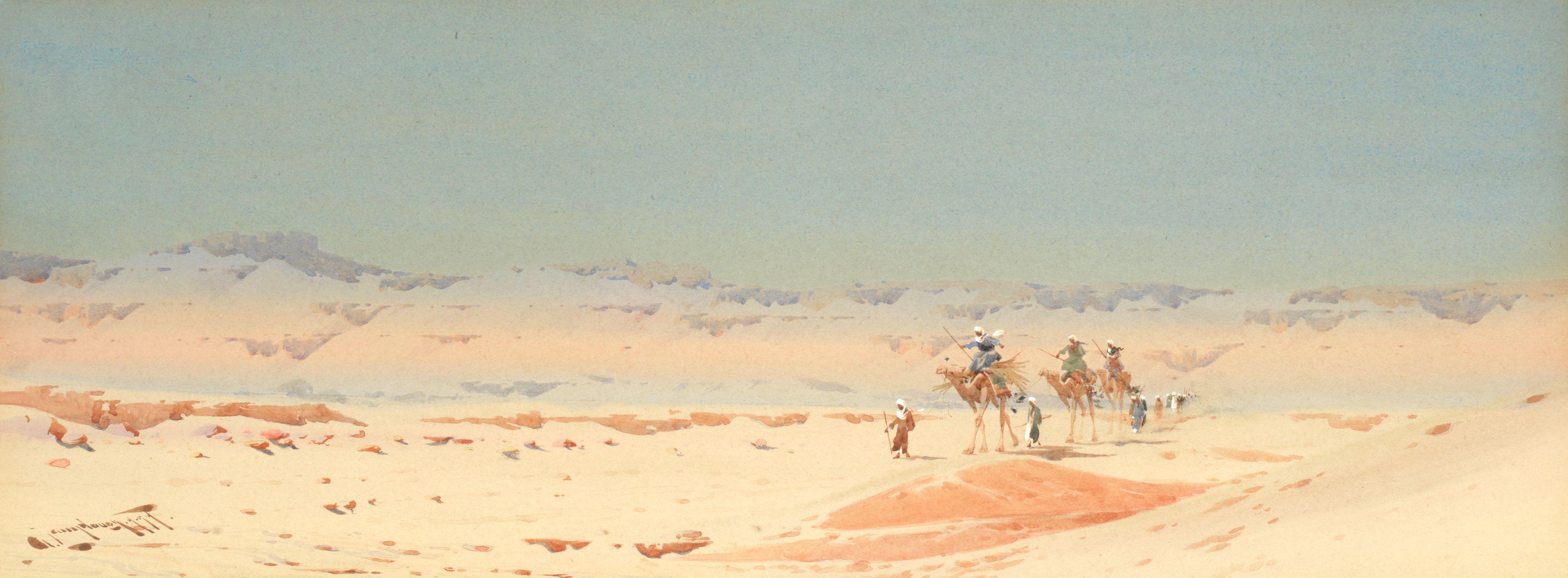 Augustus Osborne Lamplough, A.R.A., R.W.S - Bedouin Caravan; On The Bank Of The Nile