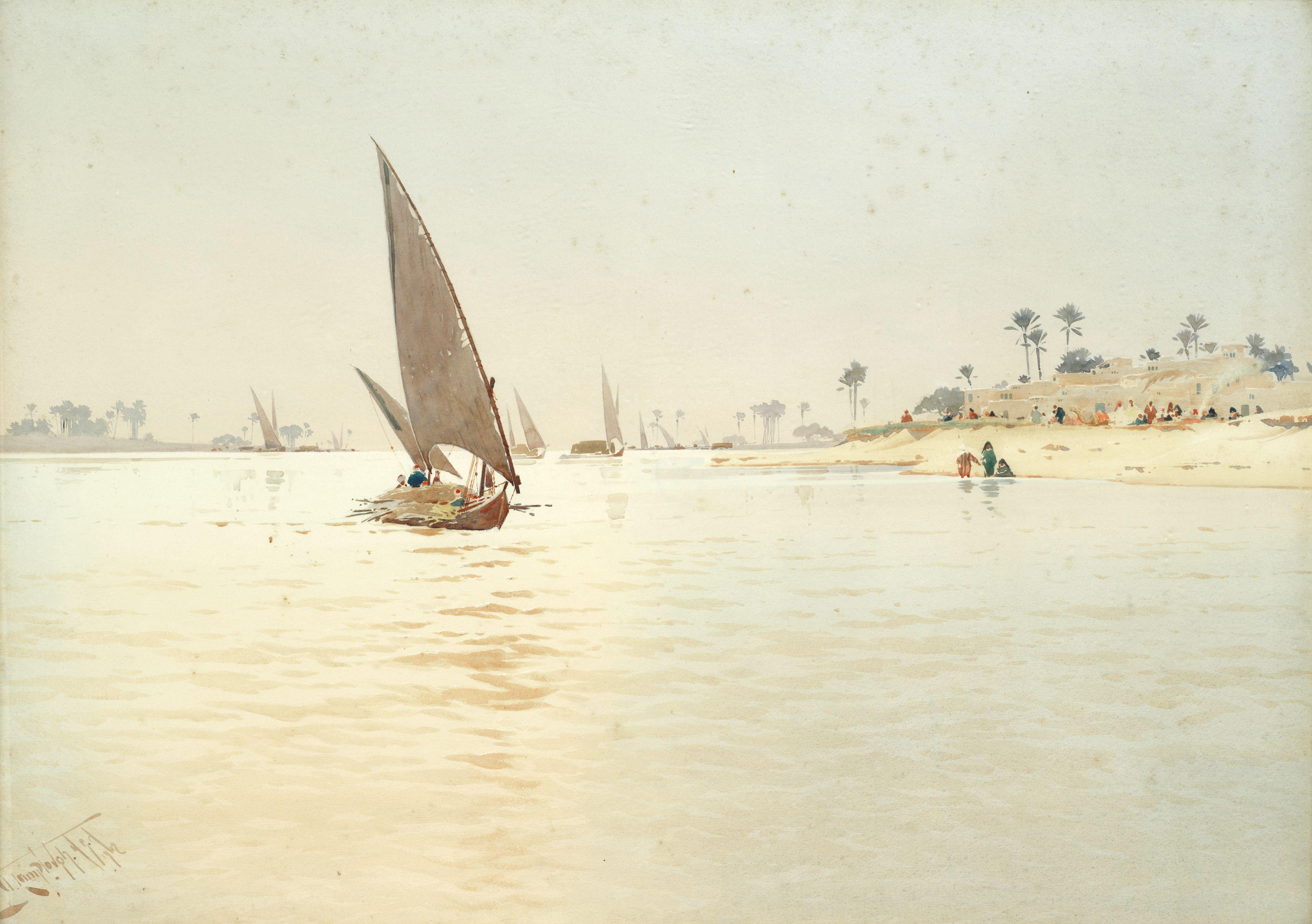 Augustus Osborne Lamplough, A.R.A., R.W.S - On The Nile