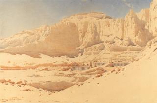 Augustus Osborne Lamplough, A.R.A., R.W.S - The Valley of the Kings, The Mortuary Temple of Queen Hatshepsut, Upper Egypt