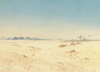 Augustus Osborne Lamplough, R.W.S. - An oasis in the desert