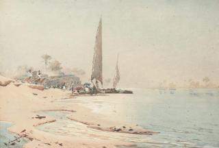 Augustus Osborne Lamplough, R.W.S. - On The Banks Of The Nile