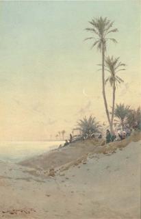 Augustus Osborne Lamplough, R.W.S. - On the banks of the Suez Canal