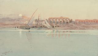 Augustus Osborne Lamplough, R.W.S. - Sunrise Over The Ruins Of Luxor, Egypt