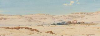 Augustus Osborne Lamplough, R.W.S. - The Ramaseum, Thebes; and Figures before mosques in the desert