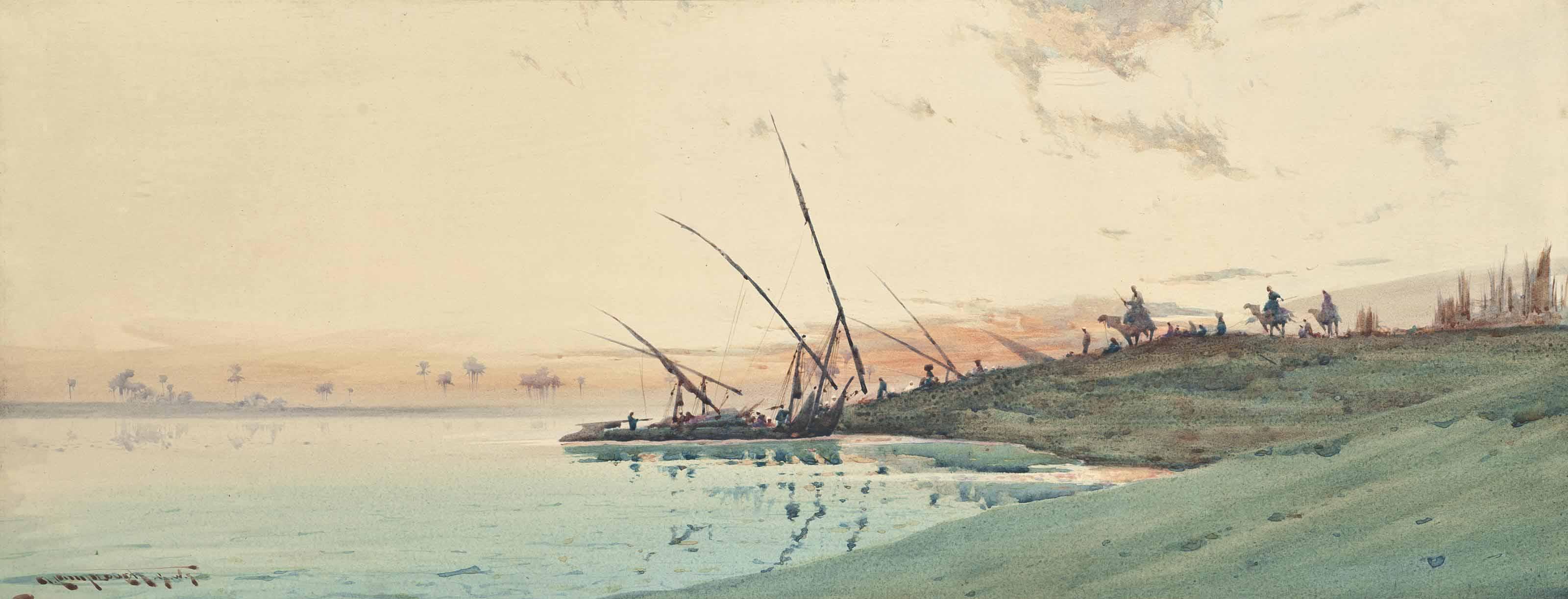 Augustus Osborne Lamplough - Feluccas on the Nile