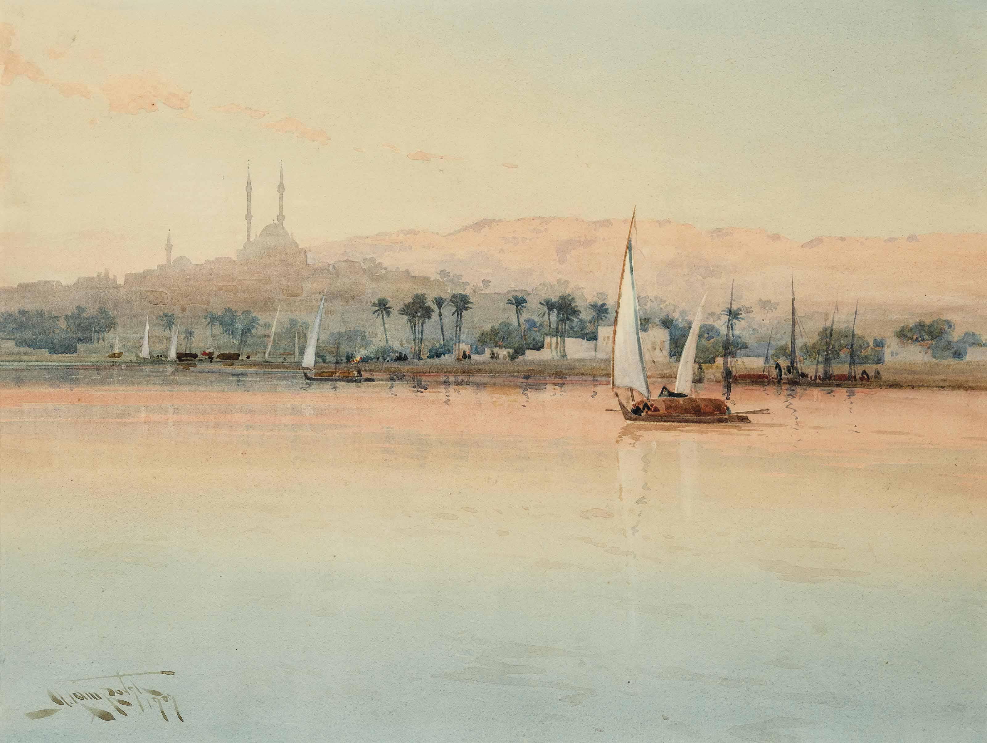 Augustus Osborne Lamplough - Feluccas on the Nile