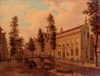 Augustus Wijnantz - A view of unidentified canal houses
