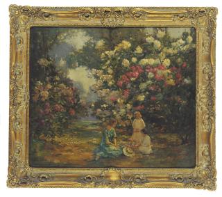 Augustus William Enness - Gathering flowers, Kew Gardens