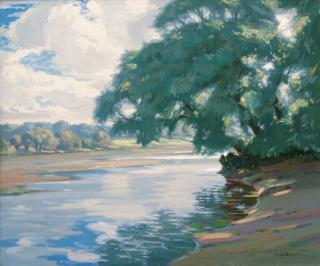 Augustus William Enness - Sunshine and Shade on the River Test