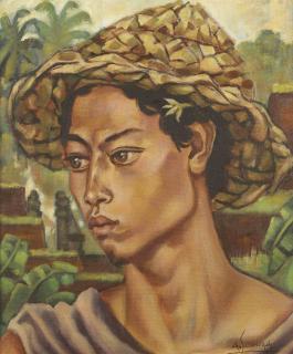 Auke Sonnega - A Balinese boy with a sun hat