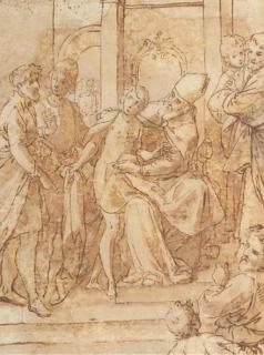 Aurelio Lomi - Un enfant nu caché par un evêque