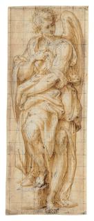 Aurelio Luini - An angel, resting his right foot on a pedestal