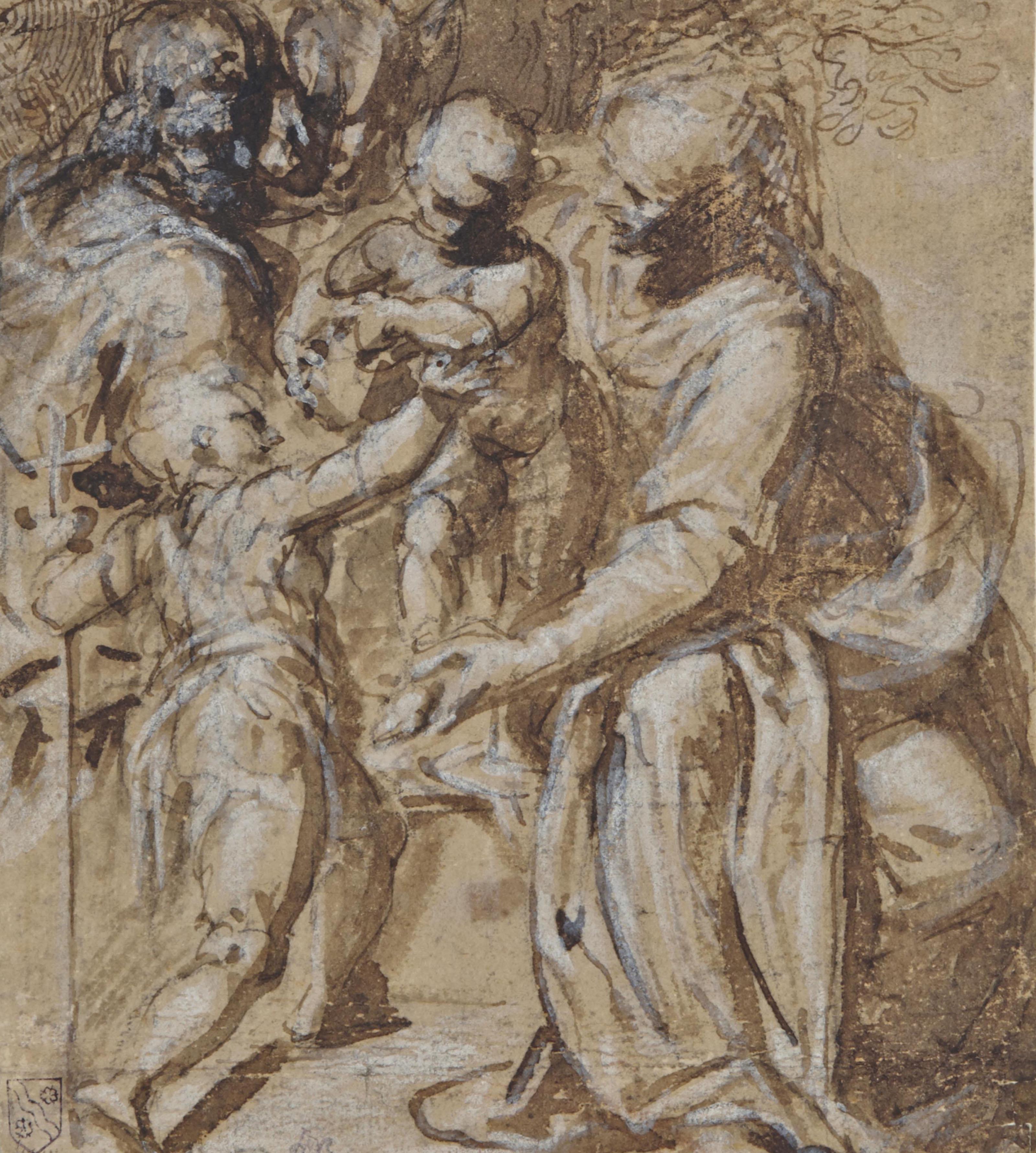 Aurelio Luini - La Sainte Famille Avec Saint Jean-Baptiste (Recto); Croquis De Femme Et Études Subsidiaires (Verso)